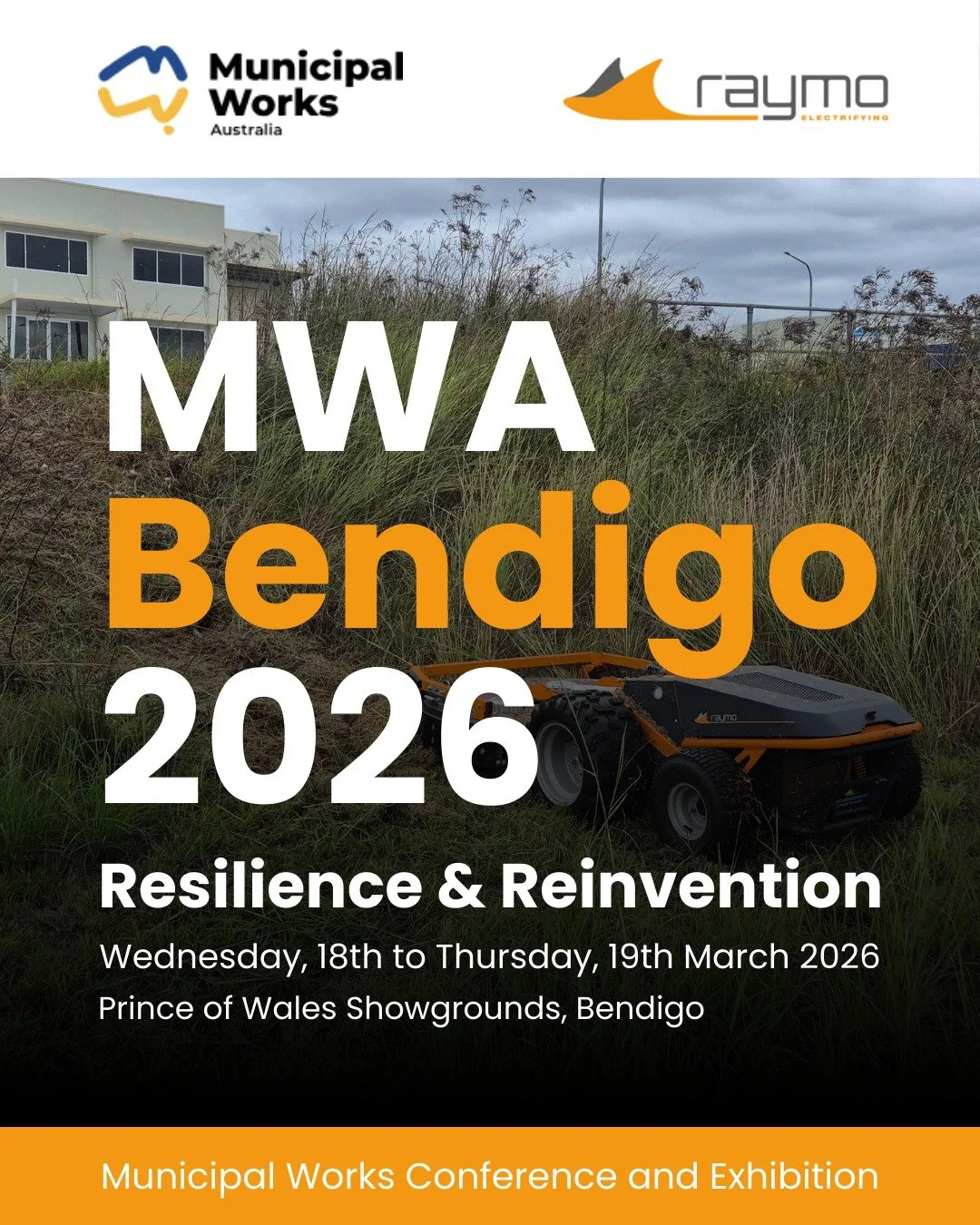 Raymo Electric Mowers at the 2026 @municipalworksaustralia Municipal Works Conference!

Come see Raymo in action at the 2026 National Municipal Works Conference &amp; Exhibition in Bendigo! We&rsquo;ll be at Site B03 from Wednesday, 18 &ndash; Thursd
