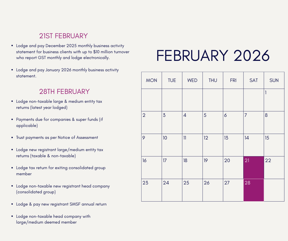 February financial calendar for small businesses