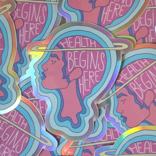 Health Begins Here Sticker