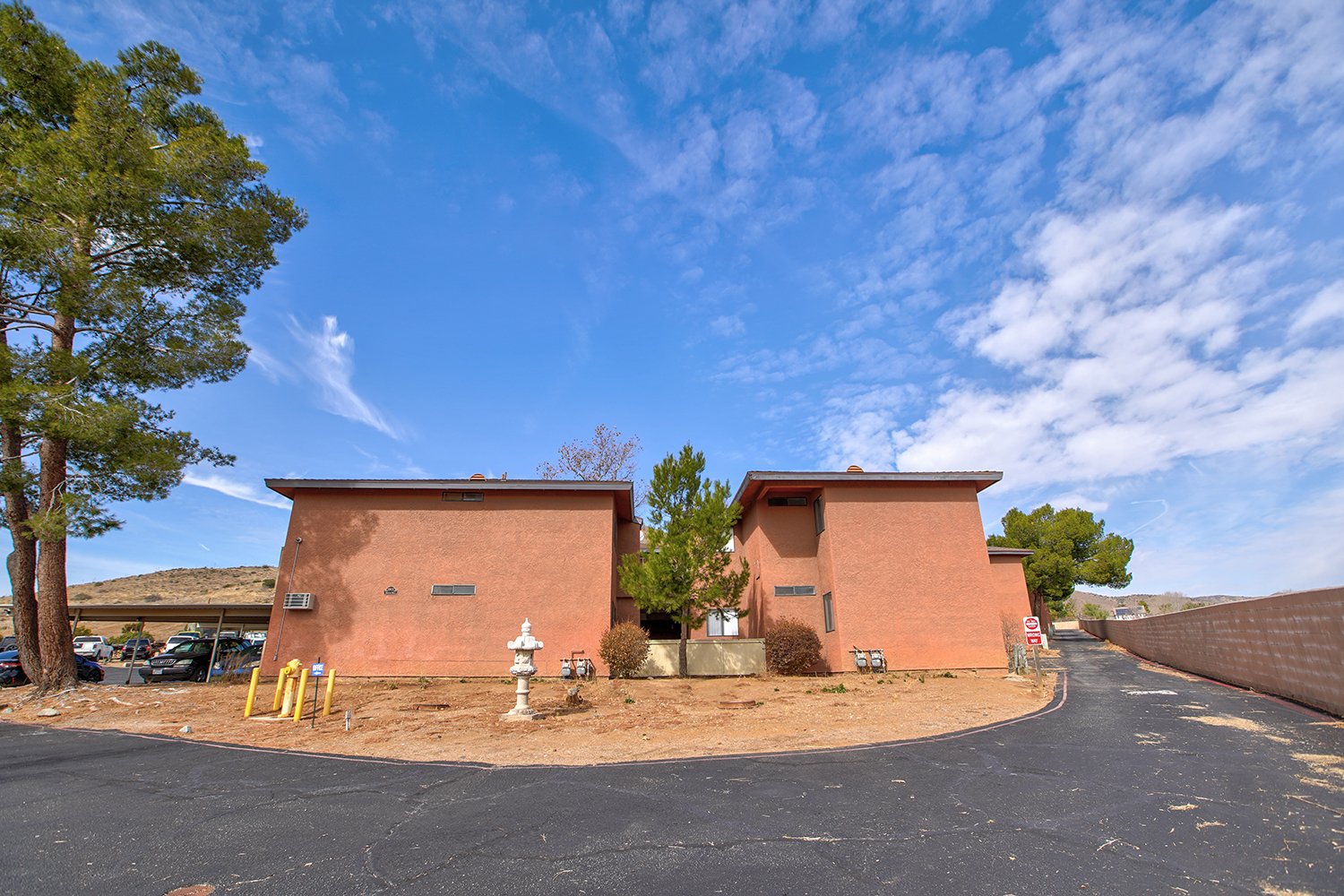 This image includes the backside of the apartment complex.