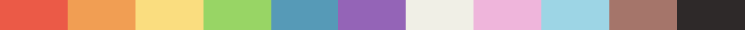 Colorful strip of paint swatches in various shades including yellow, orange, red, green, blue, and purple.