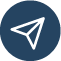 Icon of a paper airplane on a dark blue background