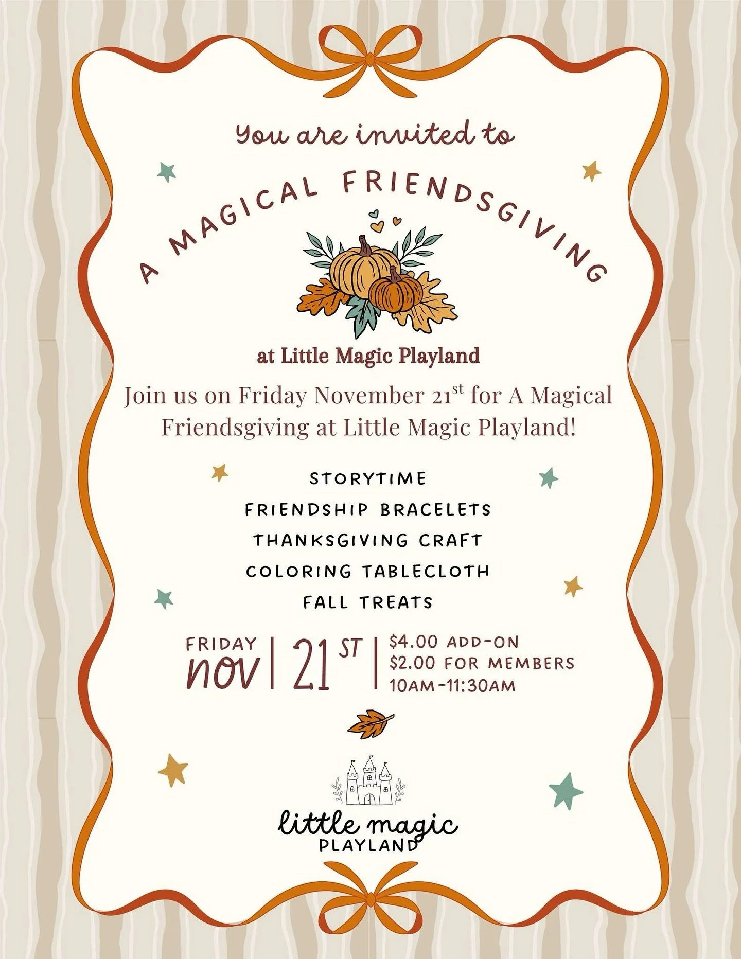 Join us on Friday November 21st for A Magical Friendsgiving!🍂✨😊
Book at the link in our bio!