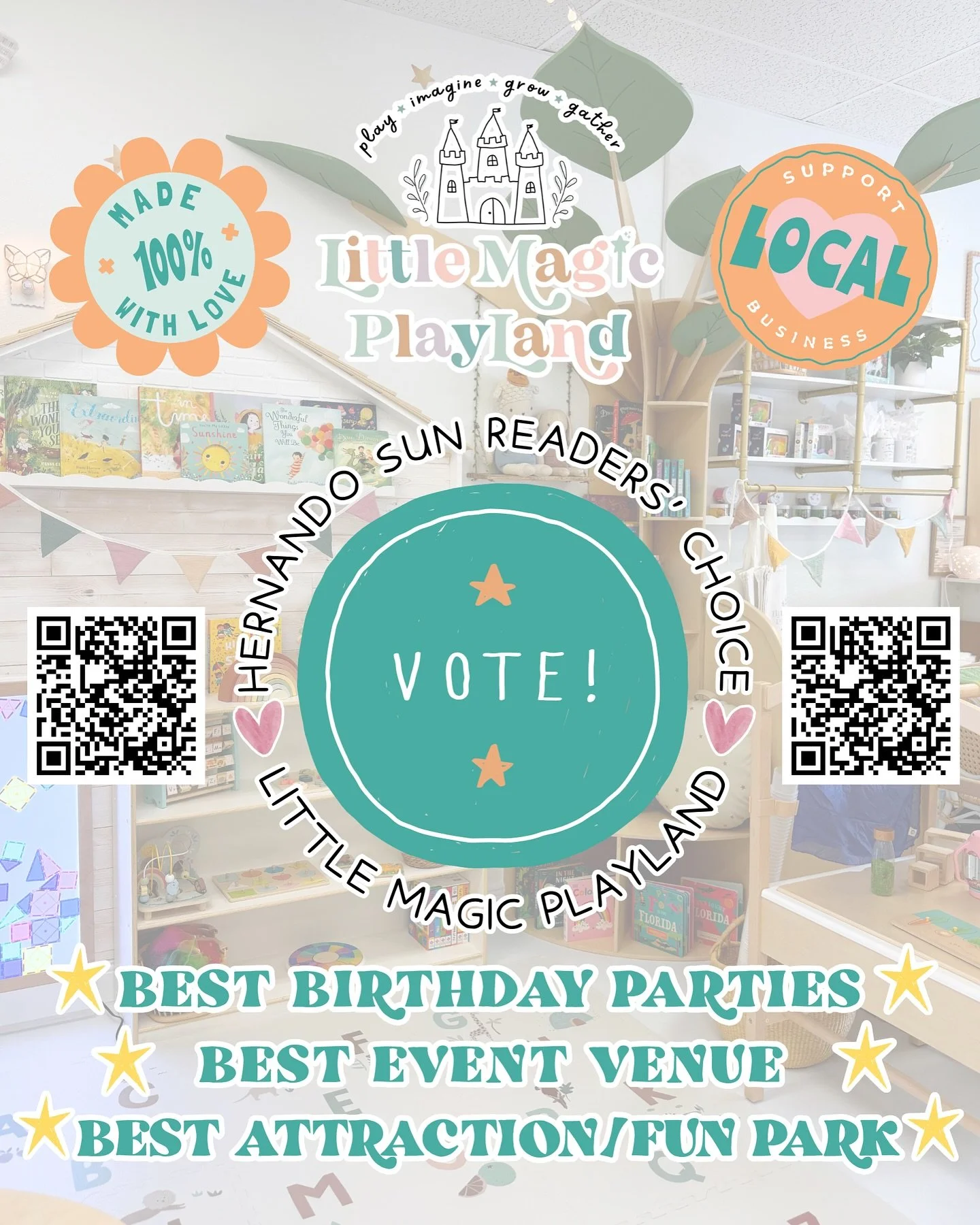 Good morning, Little Magic fam! 🫶

Voting is now live for the Hernando Sun Readers&rsquo; Choice Awards, and as a mom-owned family business that has poured our hearts into this special place, we would appreciate your vote more than you know. 🤍

Lit
