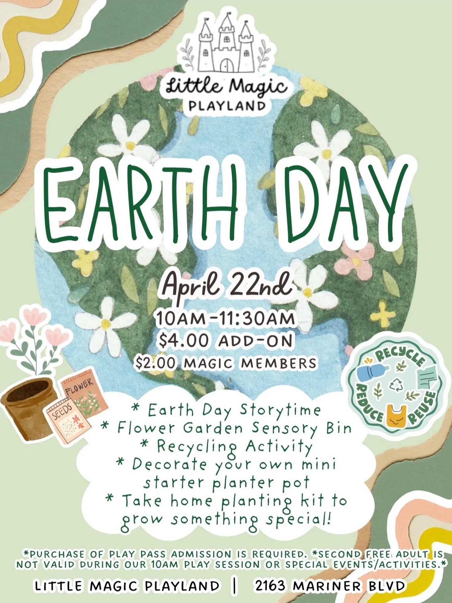 🌎✨ A Little Earth Day Magic 🌿

Join us for a wonderful, nature-inspired morning at Little Magic as we celebrate Earth Day together 🤍

We&rsquo;ll start with open play, gather for a cozy storytime about Earth Day, then little ones can explore and c