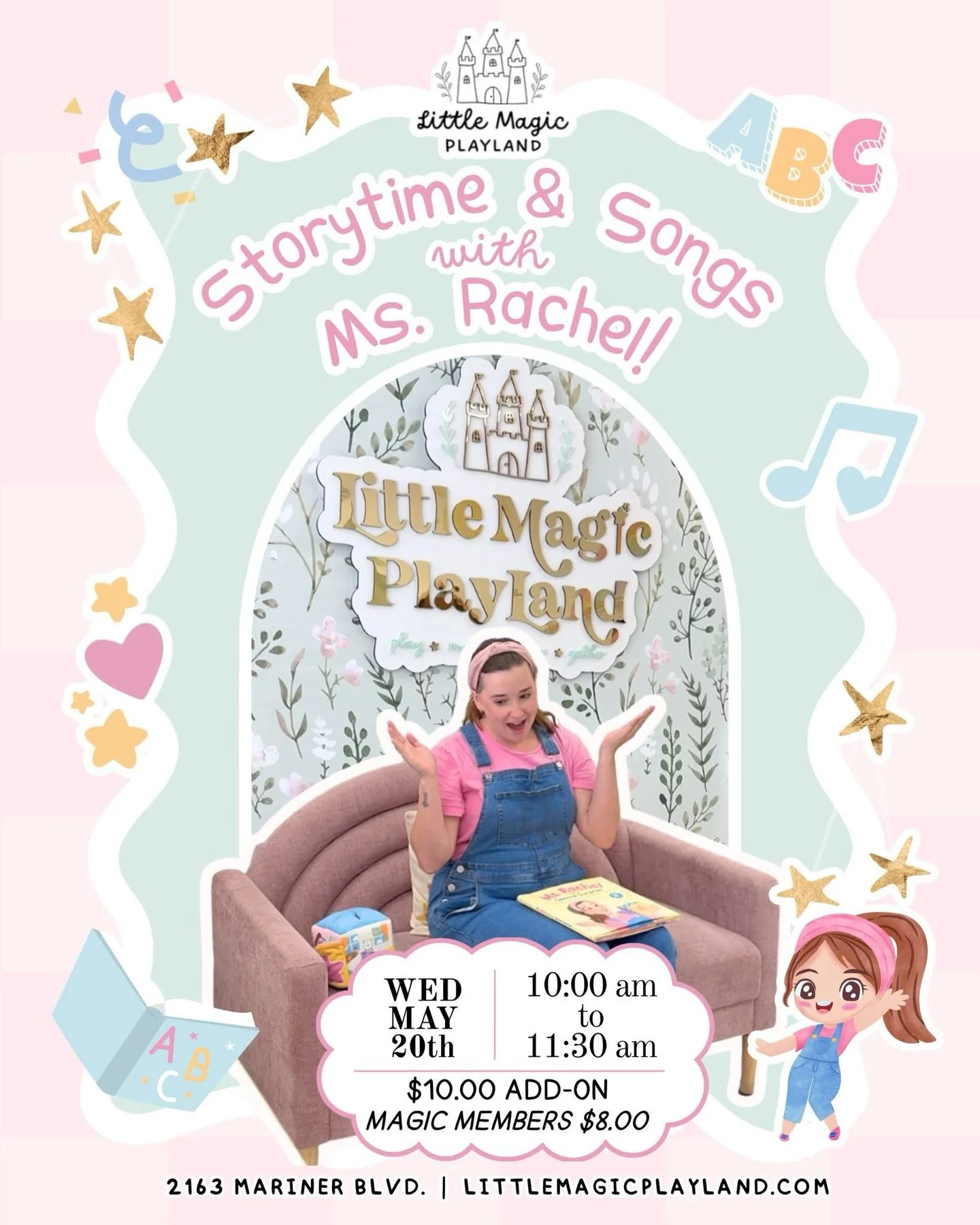 💖📖✨ Storytime &amp; Songs with Ms. Rachel! ✨🎶🌈

Join us for a special morning at Little Magic Playland as we welcome &ldquo;Ms. Rachel&rdquo; back for a playful guest appearance your little ones will love! 💕

Enjoy interactive storytime and song