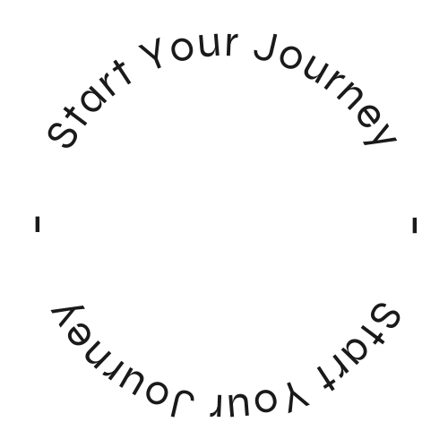 Text in a circular arrangement that says "Start Your Journey" and "Set Out Journey" with small arrows pointing clockwise.
