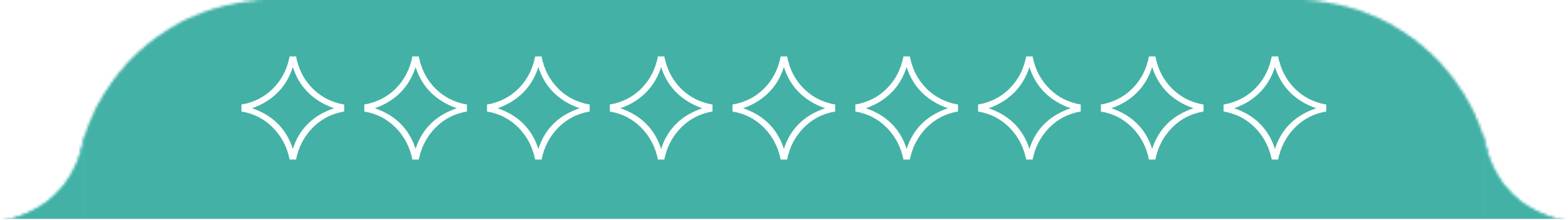 A teal-colored speech bubble with white star-like shapes on it.
