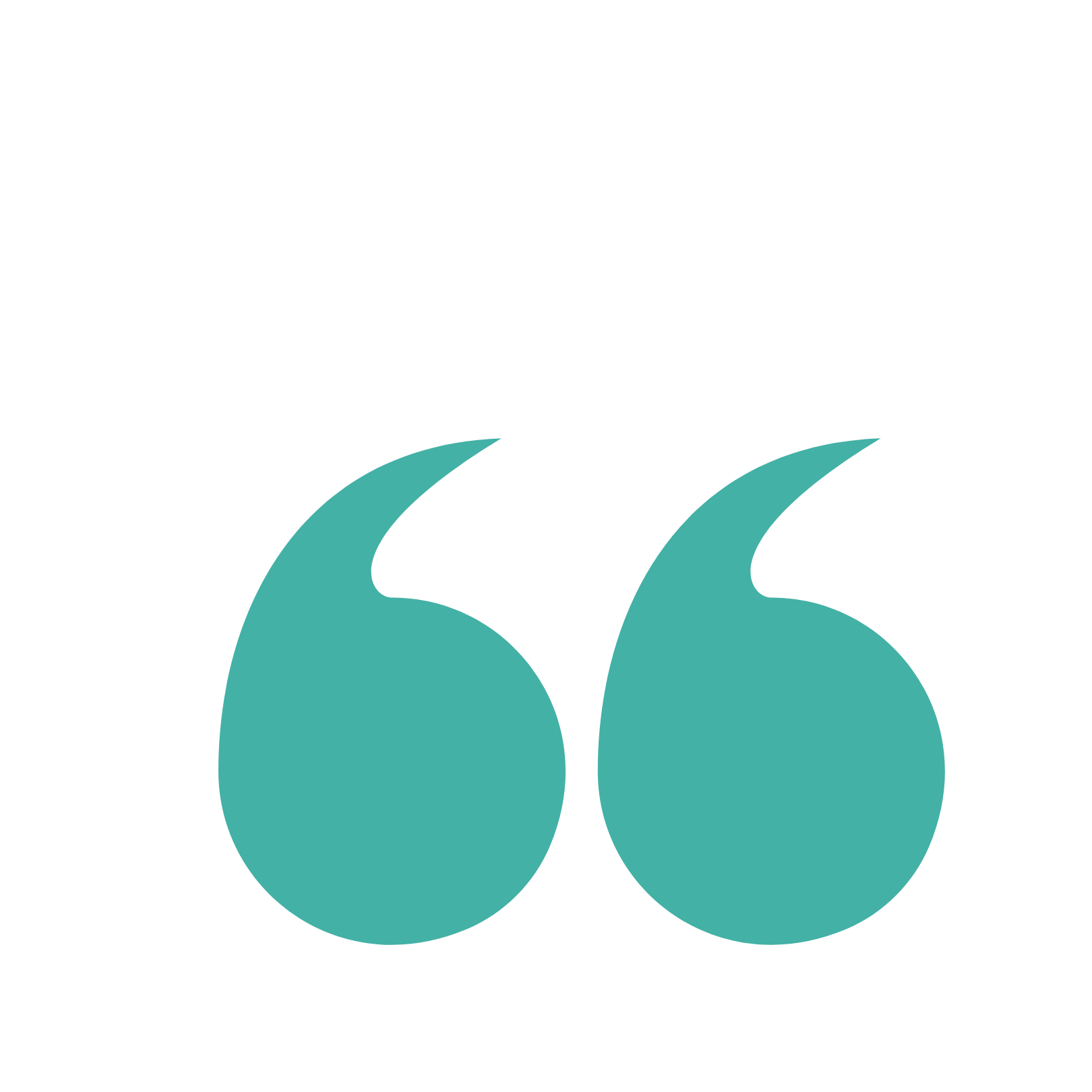 Quote symbol in teal color on black background.