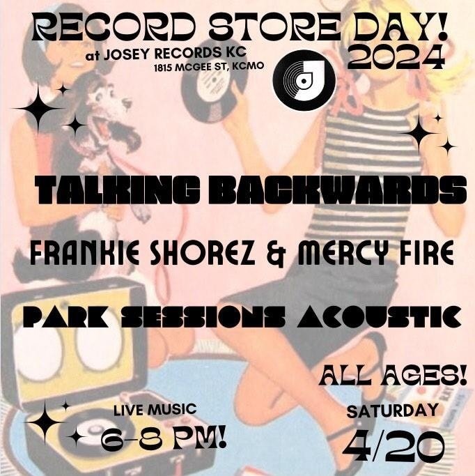 DON'T FORGET! Tomorrow is record store day and we will be playing at @joseyrecordskc 😱

Come on out to hear some great music and get your hands on some great records! 💿

🕒 6pm

For more info on this and other upcoming gigs check out our website - 