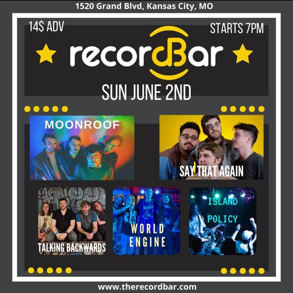 ‼️GIG ANNOUNCEMENT‼️Our first show of June will be on Sunday, June 2nd! We will be joining @moonroofmusik, @saythatagainkc, @worldengineband and @islandpolicy at @recordbar!

🕒 7pm

For a link to tickets as well as more info on this and other upcomi