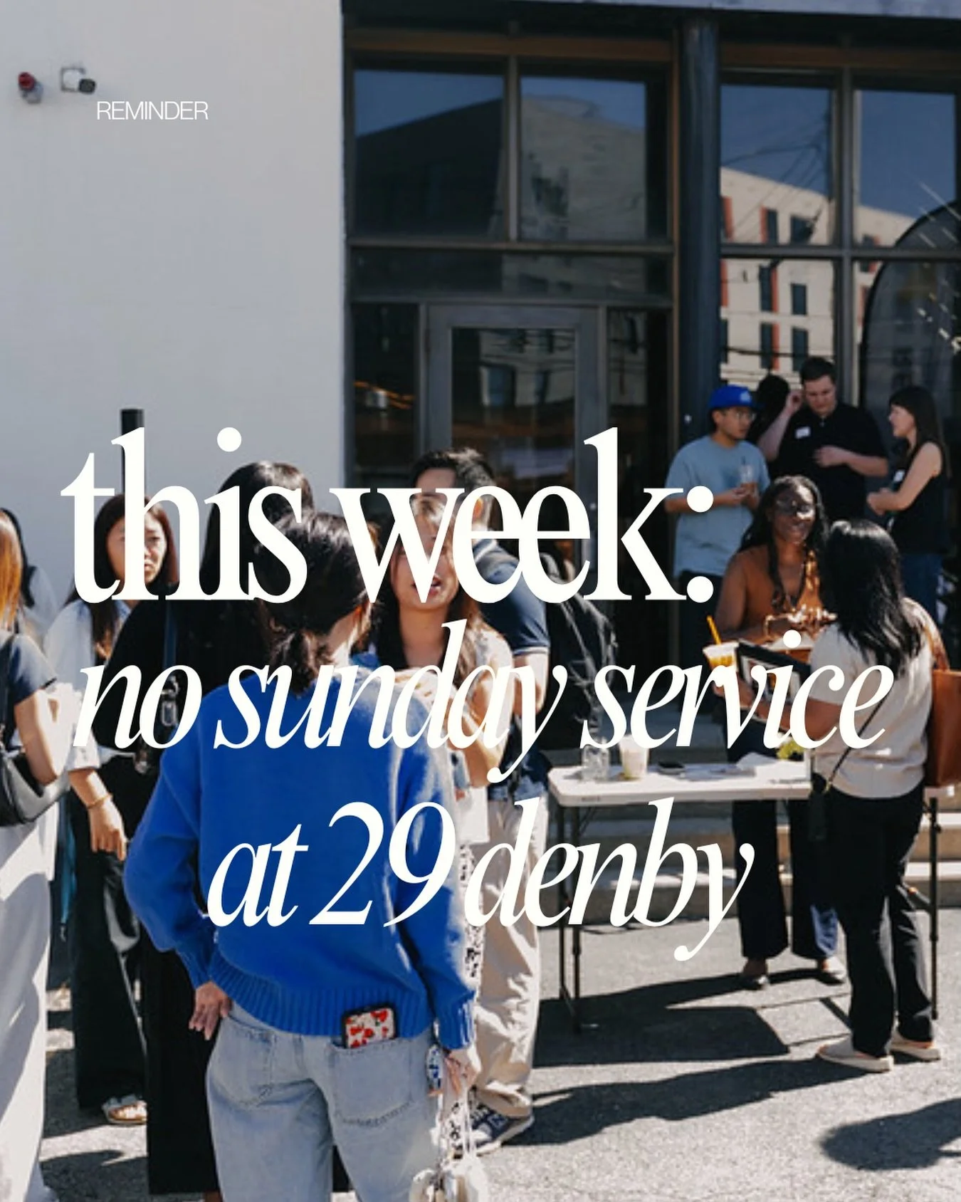 ‼️Quick reminder: there won&rsquo;t be Sunday worship service at 29 Denby Rd this week. See you back the following week!