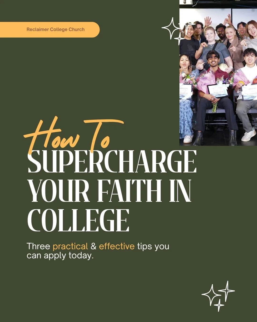 Want to grow your faith in college? Start here.

📖 Read, Reflect, Pray
⛪ Join a church community
🤝 Find ways to serve

Your college years can shape more than your future career. They can deepen your relationship with God.

💬 Which tip would you ad