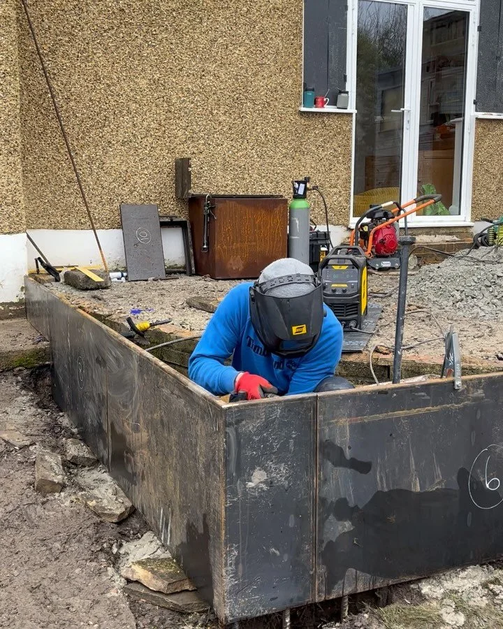 Custom Corten steel retaining patio wall. More photos to follow once the patio is complete and the Corten has got its lovely rusty patination.