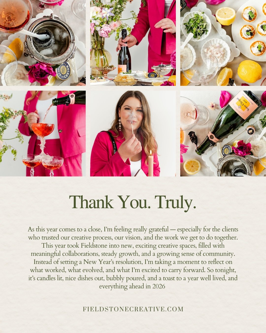 Blowing out the candles on 2025. Pouring the bubbly to welcome the start of 2026 🥂

As this year comes to a close, I&rsquo;m feeling deeply grateful &mdash; especially for our clients who trust our creative process, our strategy, and the way we tell