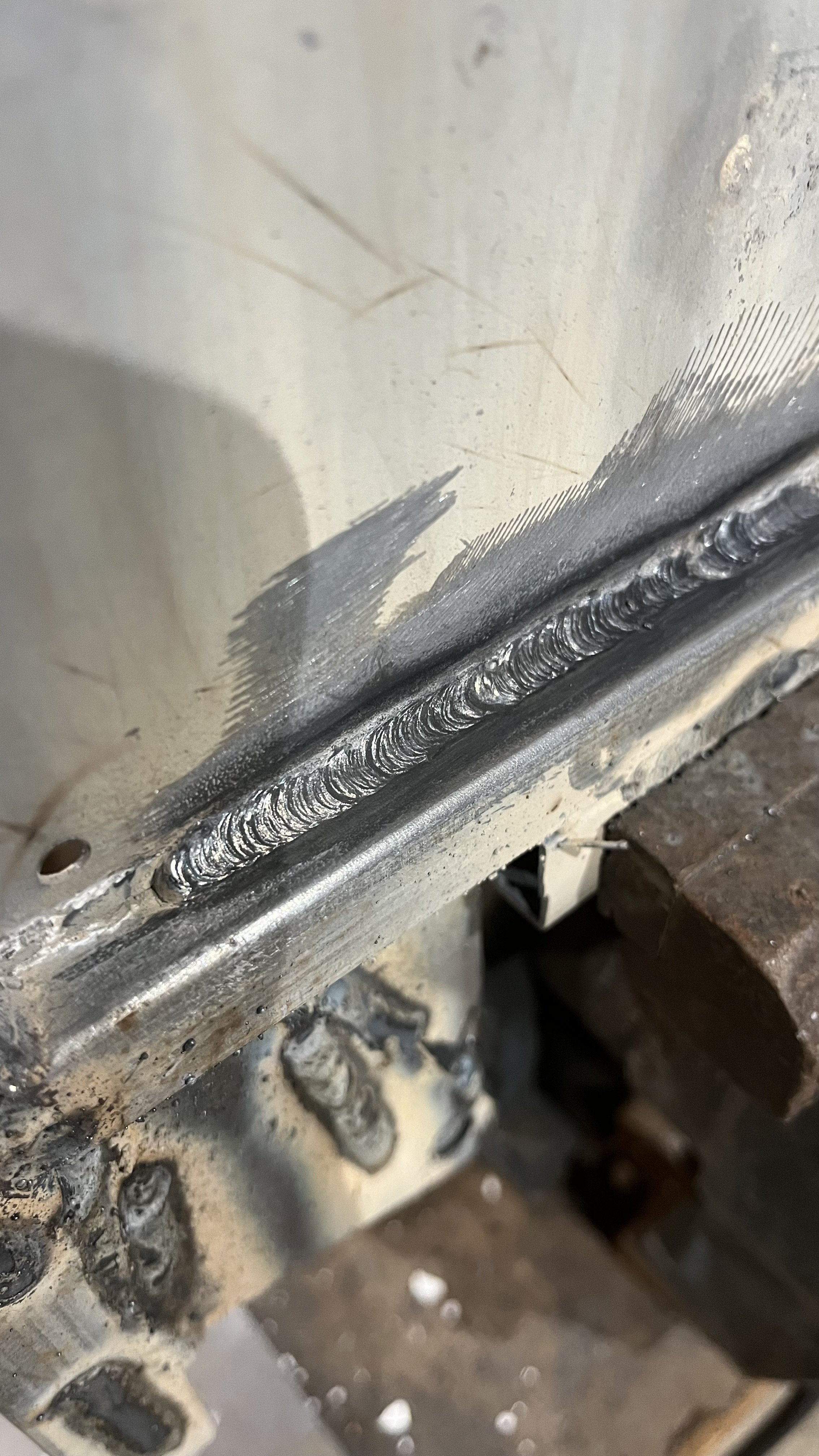 Harbor Freight flux core mig - 1/16" sheet to 1/16" square tube