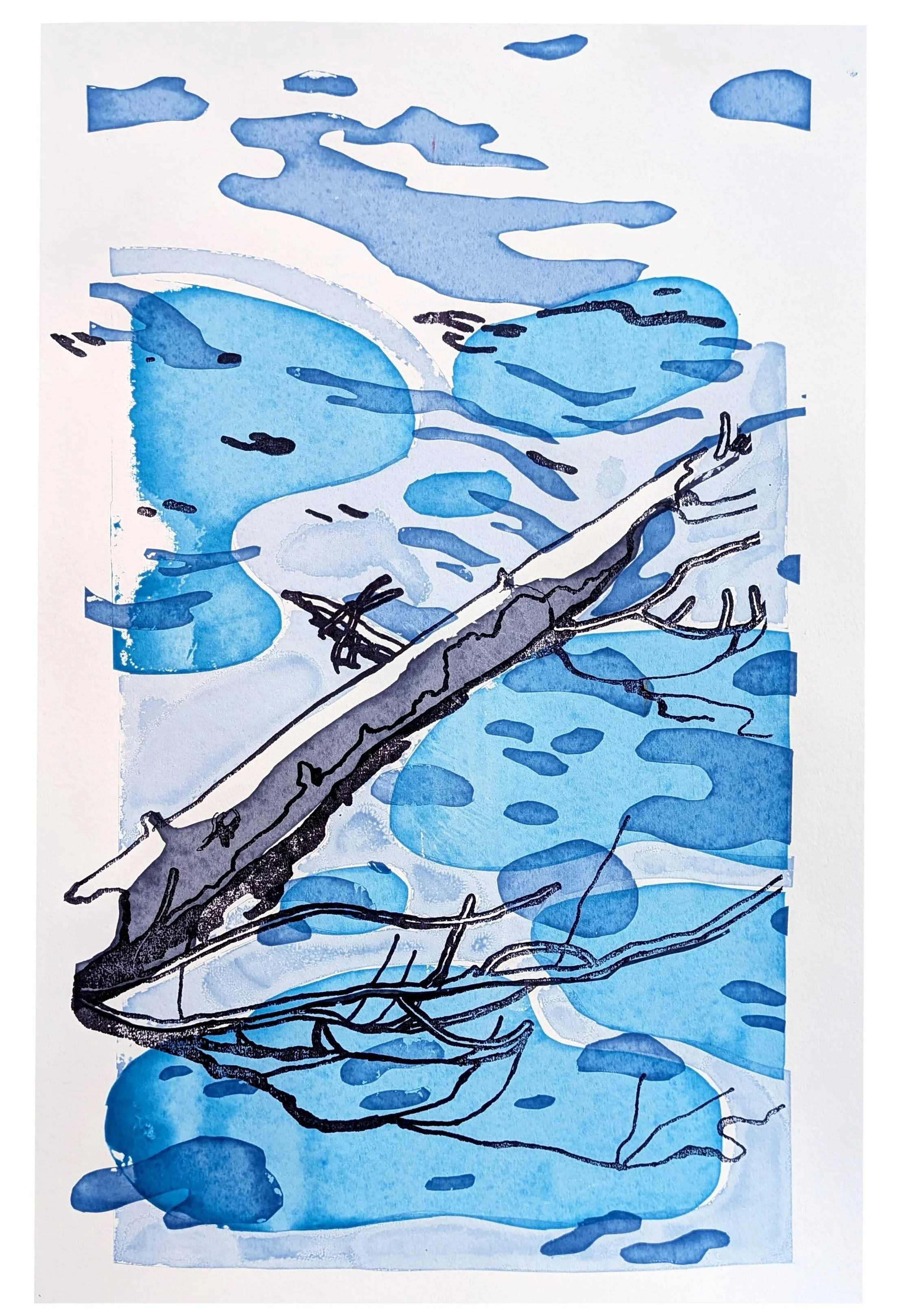 "Floating log, October" - screen print