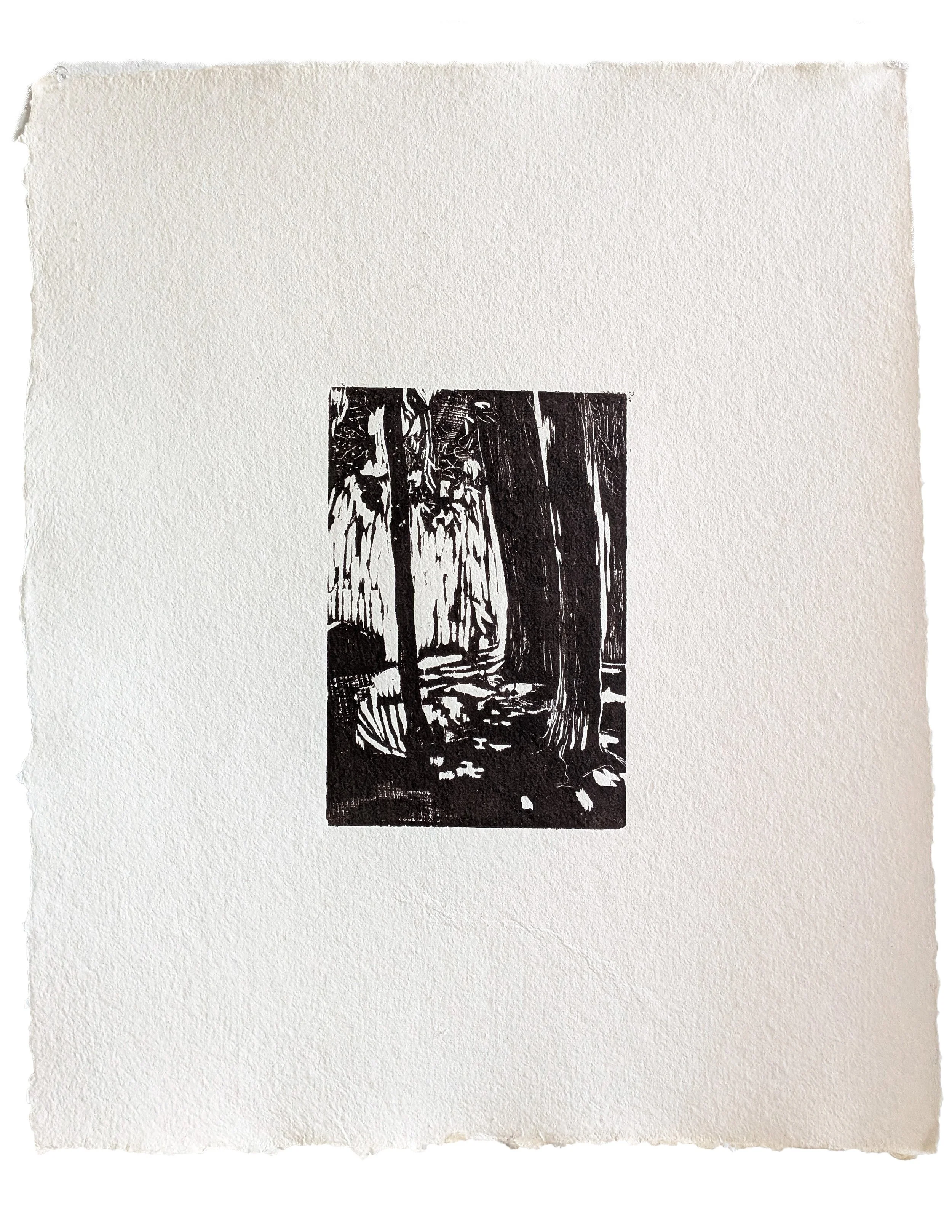 "Light between three trees" - woodcut