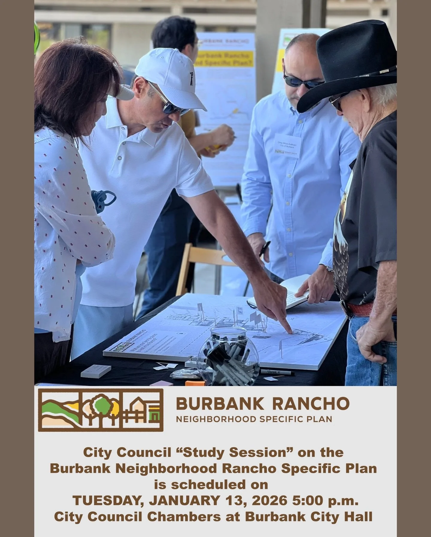 Hey neighbors 👋 On Tuesday, January 13, the Community Development Department Planning Division will hold a study session with the Burbank City Council to share an update on the Rancho Neighborhood Specific Plan (RNSP). The study session is at 5pm at