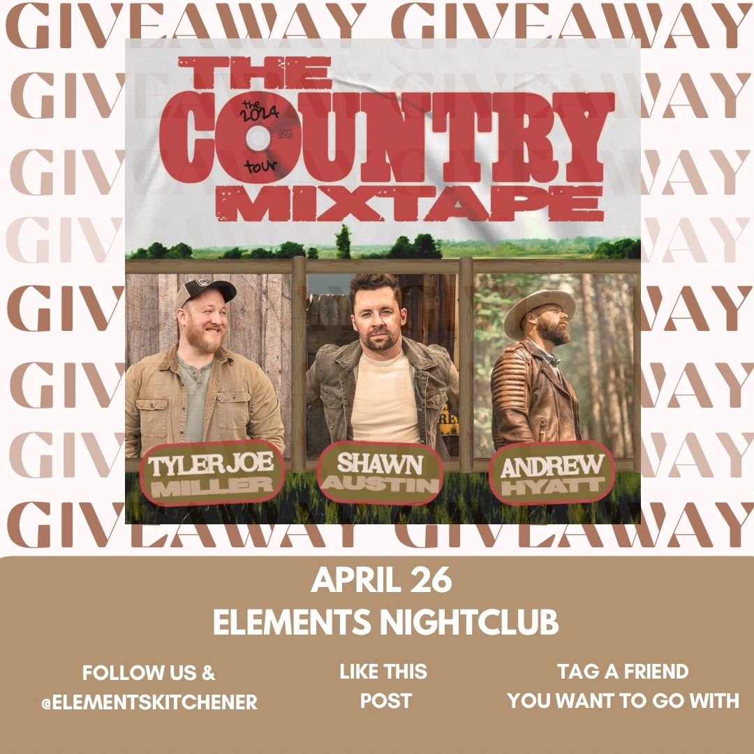 Who doesn't love a last minute ticket giveaway?!?! 

We want to send you and a friend to the country mixtape tour this Friday at Elements in Kitchener! 

2 sets of tickets available

To enter : 
🤠 Follow @cowboysguelph and @elementskitchener 
🤠 Lik