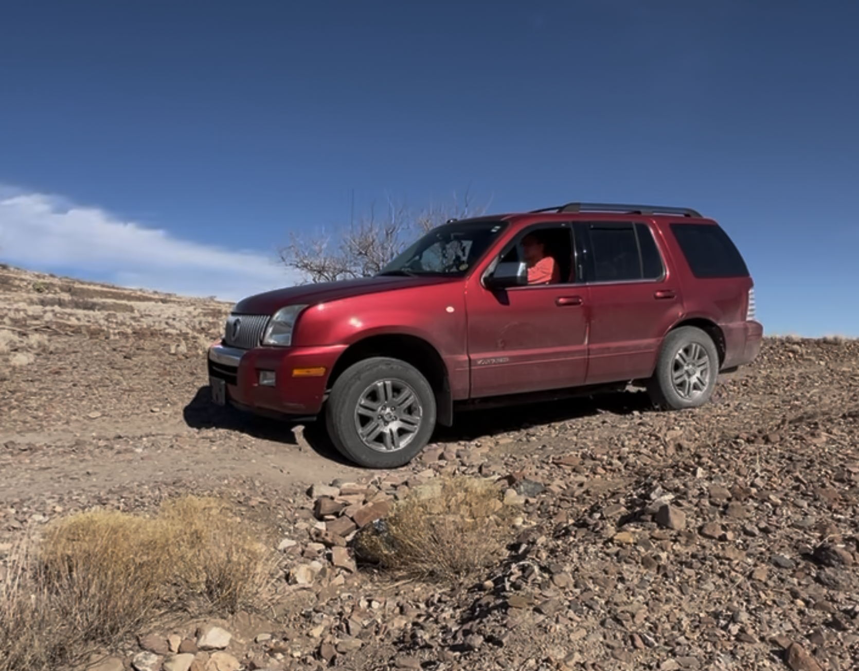 This is an example of what the road on the loop looks like.  There are many choppy drops into washes like this.