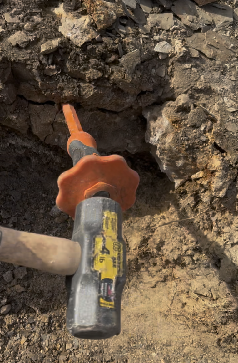 The surrounding rock broke pretty easily using a hammer and chisel.