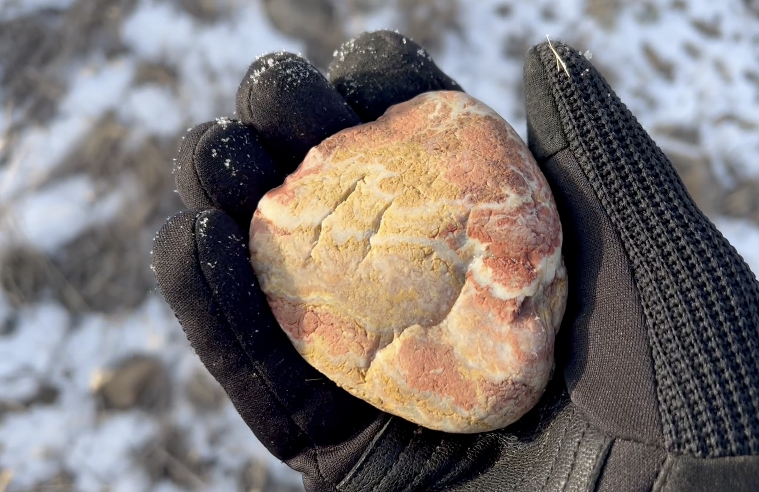 The nice red prairie agate I found out here.