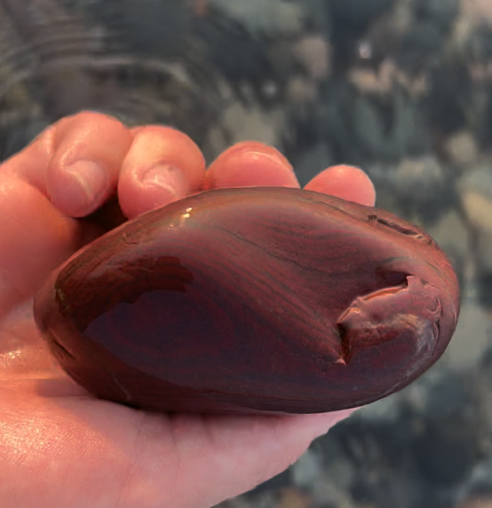 A good sized chunk of banded iron with bands that almost resembled wood grain.