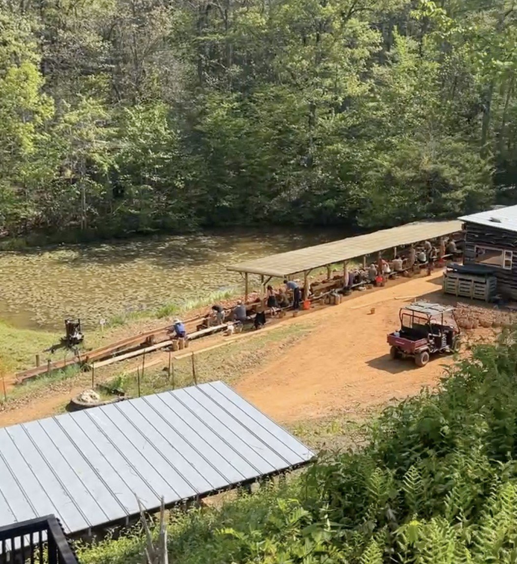 Overlooking the flume.  There is a wood staircase leading from the upper parking area where I took this photo down to the mine.  They also can accomodate those with mobility troubles and pick you up in the tractor to get you down there.