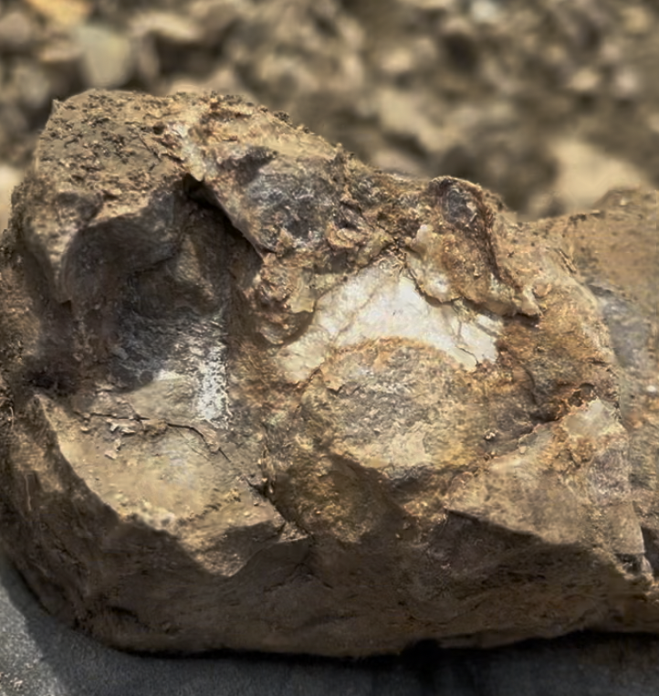 An example of a solid mass of calcite within the matrix rock.