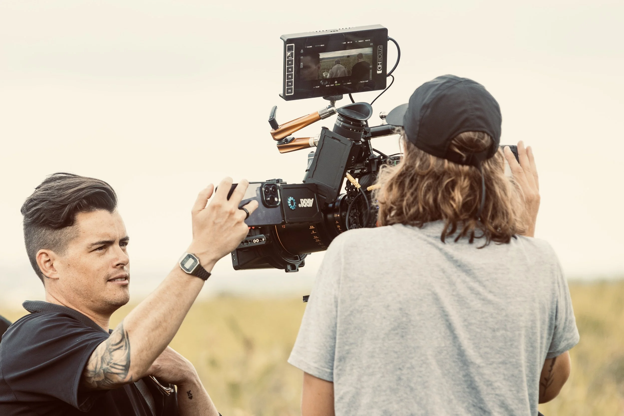 BTS on set of Aarons most recent film 'Remember'