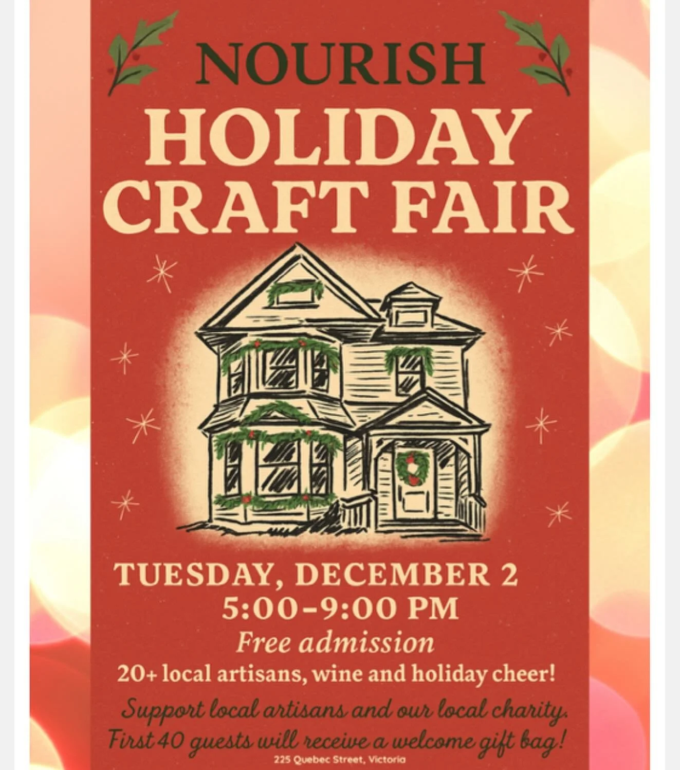 In two weeks I&rsquo;ll be a vendor at this beautiful Holiday Market. 

A wonderful evening to feel festive, support local artisans and local charity ❤️

First 40 people to arrive will receive a welcome gift bag!

Hope to see you there @nourishvictor