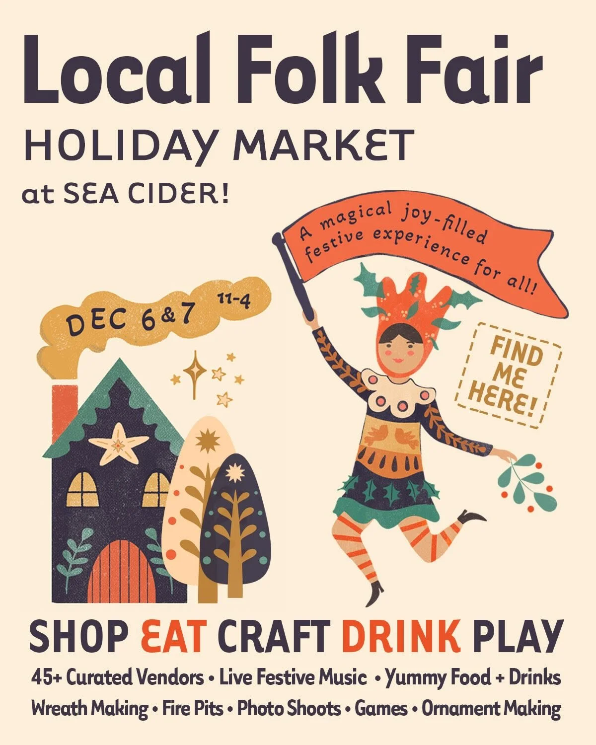 In two weeks today I&rsquo;ll be a vendor at the Sea Cider Folk Fair Holiday Market. 

It will be running for both Saturday and Sunday, but I will just be there on the Saturday. 

Hope to see you there 🤎