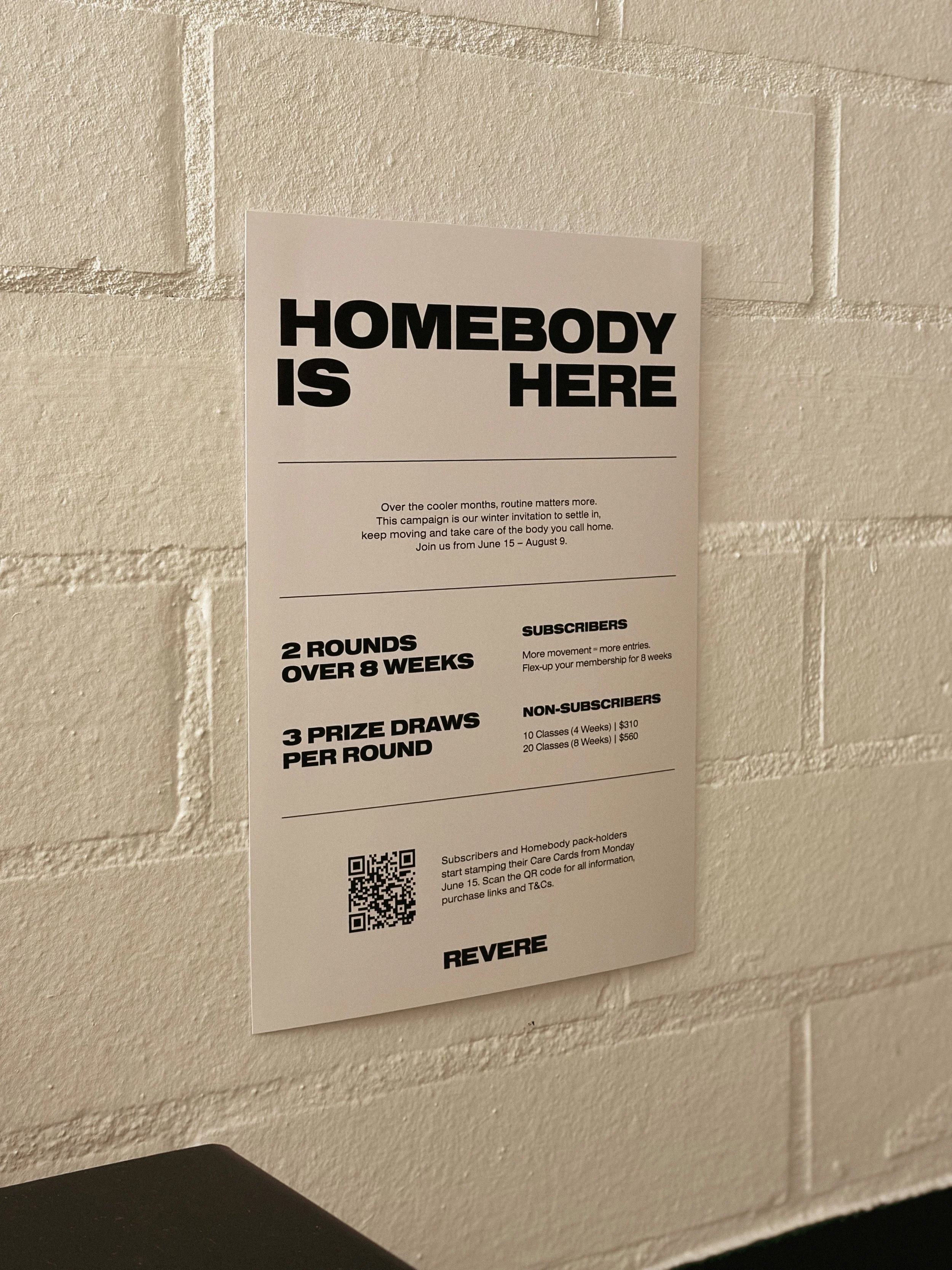 7 days until HOMEBODY Round 1! Subscribers and campaign pack holders earn stamps on their Care Card after every class attended.

🔔 Round 1: 4 weeks from June 15 to July 12 🔔

1 stamp = 1 entry into 1 of 3 prize draws of your choosing.
Want to enter