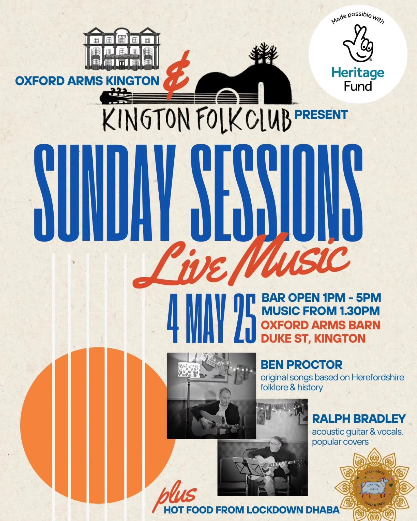 Sunday treats for you tomorrow fellow folkies! Join us @oxfordarmskington for our monthly Sunday Session of live music in the historic Oxford Arms Barn in Kington. Ben Proctor performs his orginal songs based on Herefordshire folklore &amp; history, 