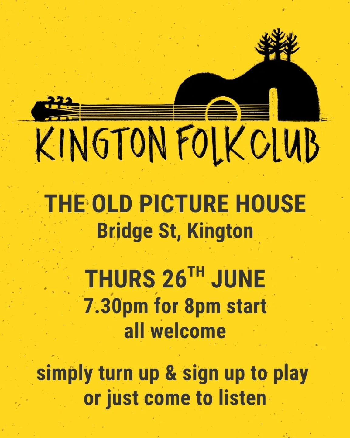 It's that time again folkies! Join us @theoldpicturehousekington for June Folk Club. The format is very relaxed - if you would like to play, simply turn up &amp; add your name to the sign up sheet. Each group or performer gets 3 songs or tunes - new 