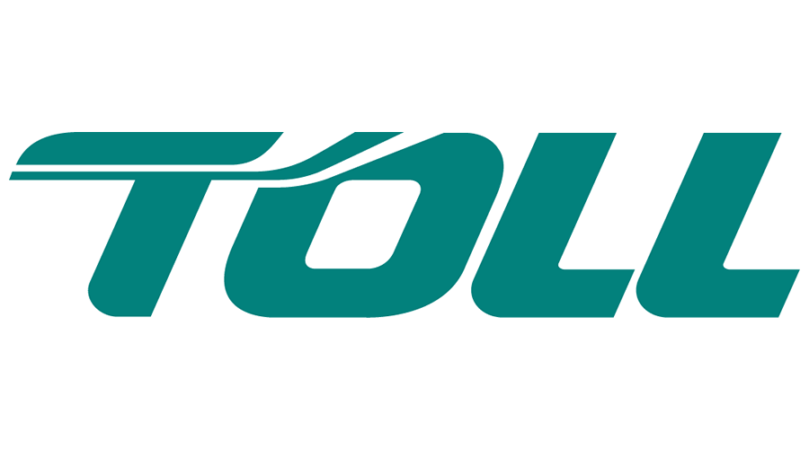 The word "TOLL" in bold, stylized teal letters with dynamic lines suggesting movement or speed.