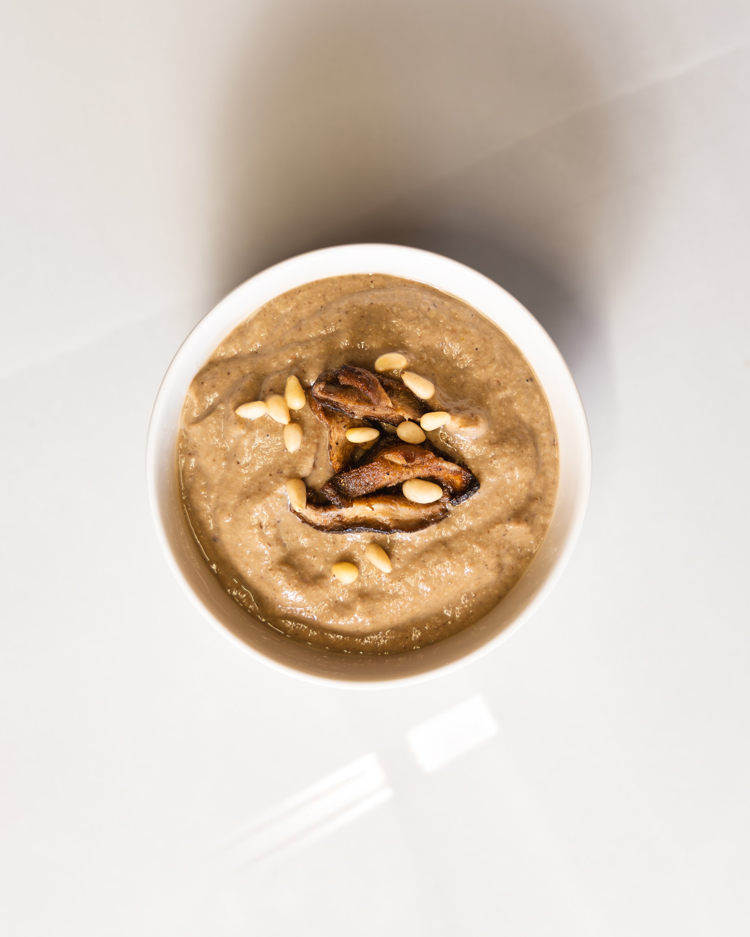 Mushroom Soup with Pine Nuts and Lemon