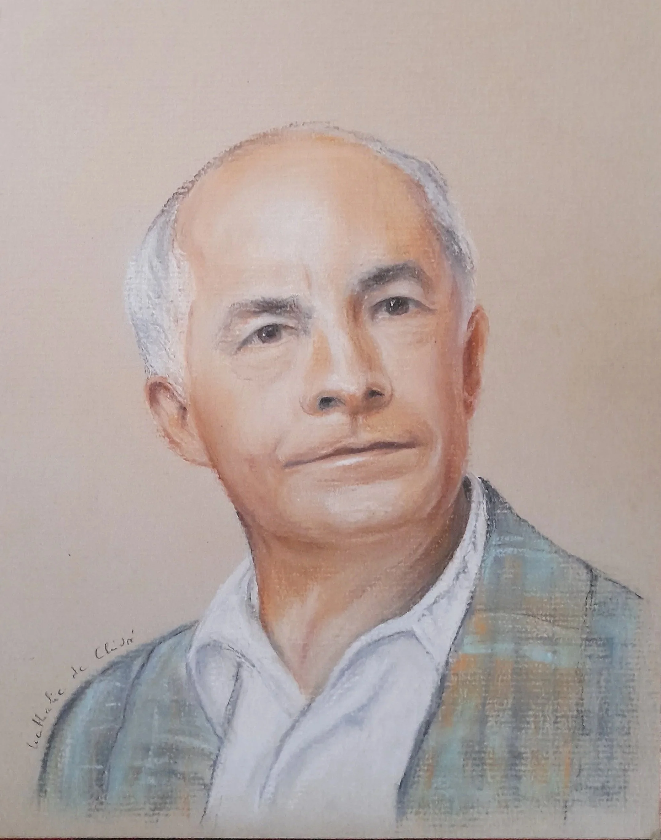 Portrait au pastel sec d'après une photomaton.