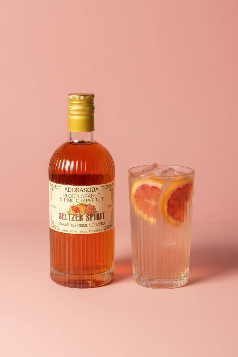 ADOSASODA SELTZER SPIRIT BLOOD ORANGE & PINK GRAPEFRUIT 42%ABV 360ML