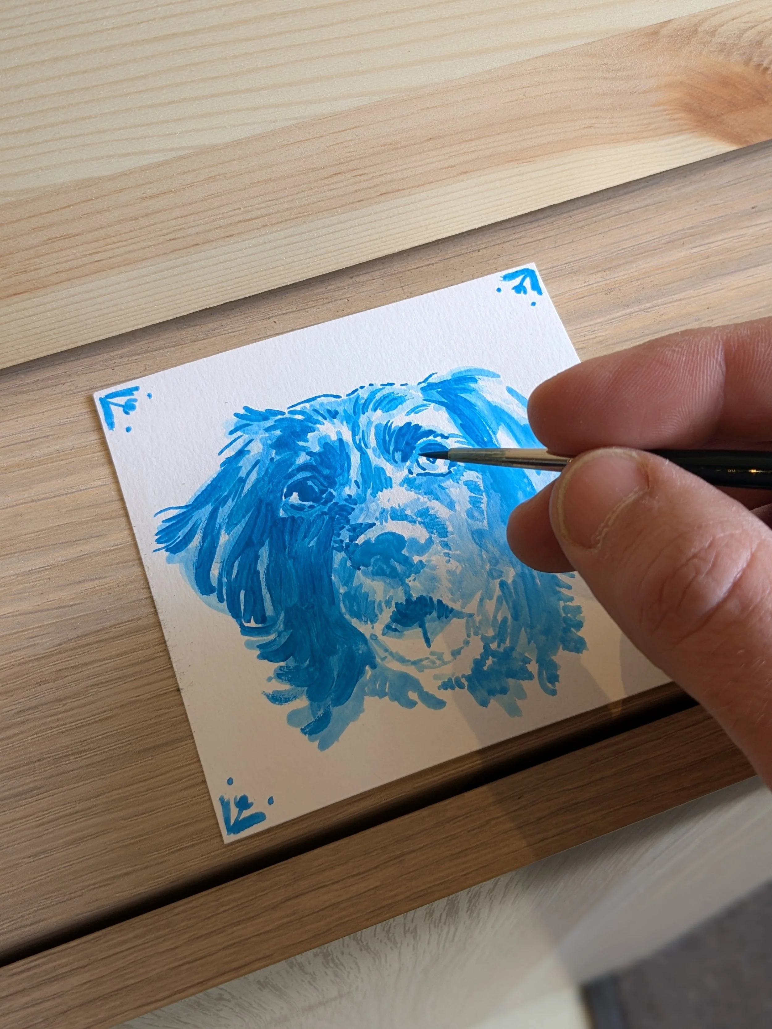 Custom Pet Portrait - hand-painted in Delft Blue 💙