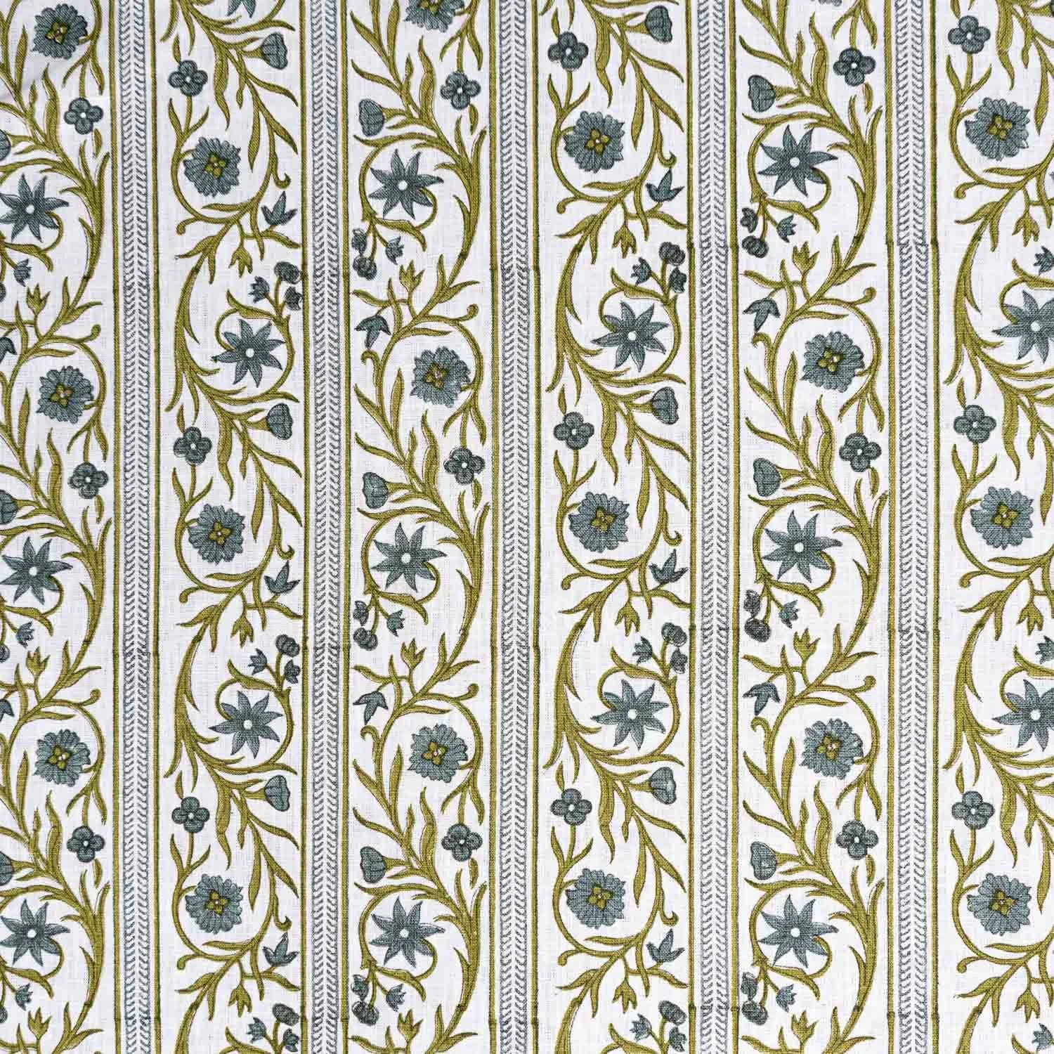 Floral Stripe: Deep Blue / Lime