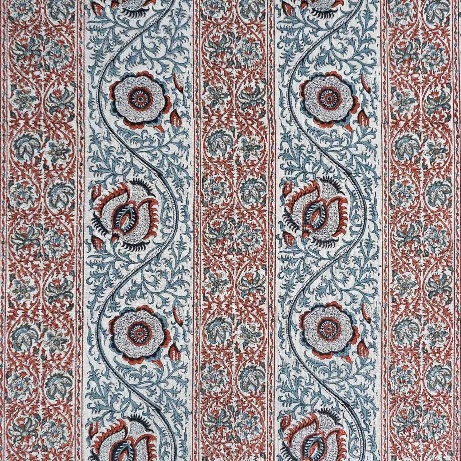 Palampore Stripe: Terracotta / Marine
