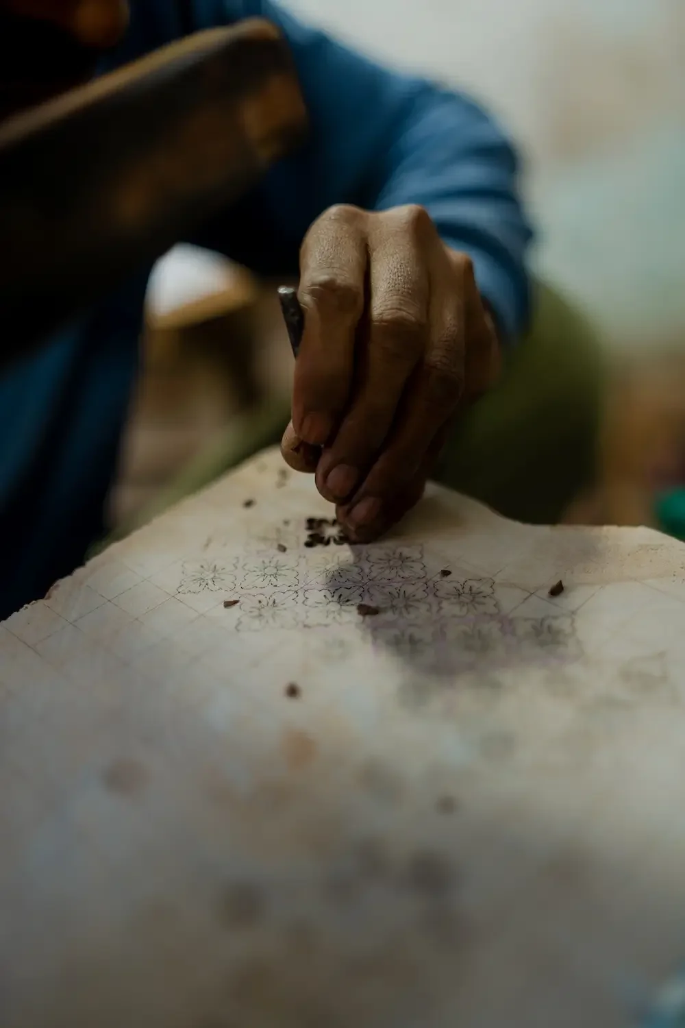 Pukka Print Linen block carvers in Jaipur factory