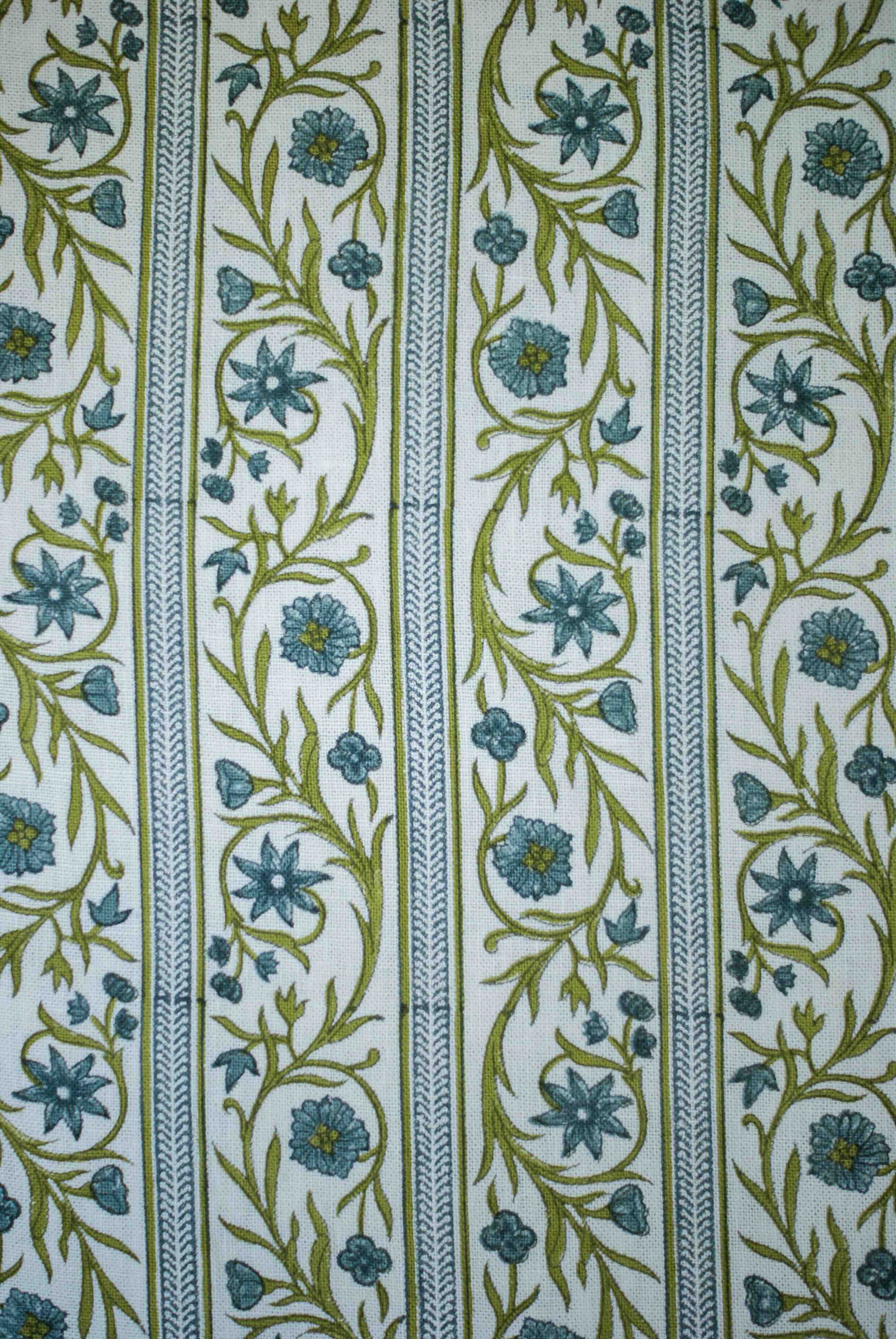 Floral Stripe: Deep Blue / Lime