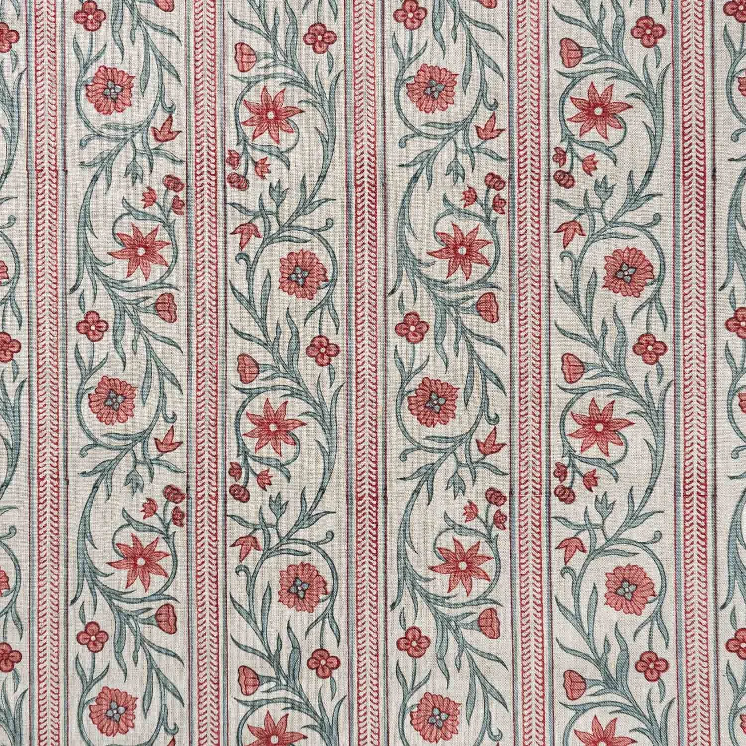 Floral Stripe: Crimson / Dove Blue
