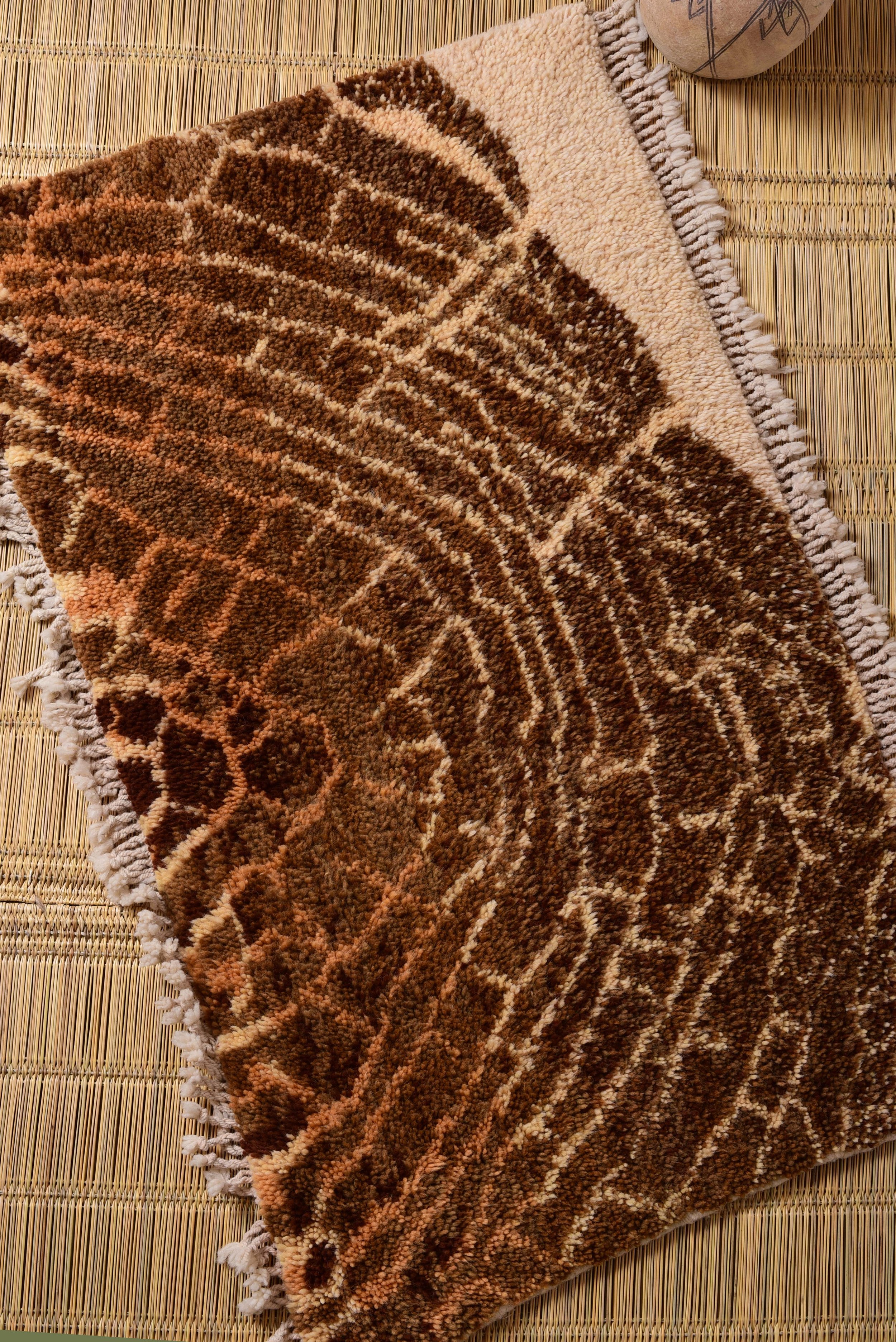 Moroccan eco-friendly, sustainable and toxic free rug handwoven with henna-dyed wool