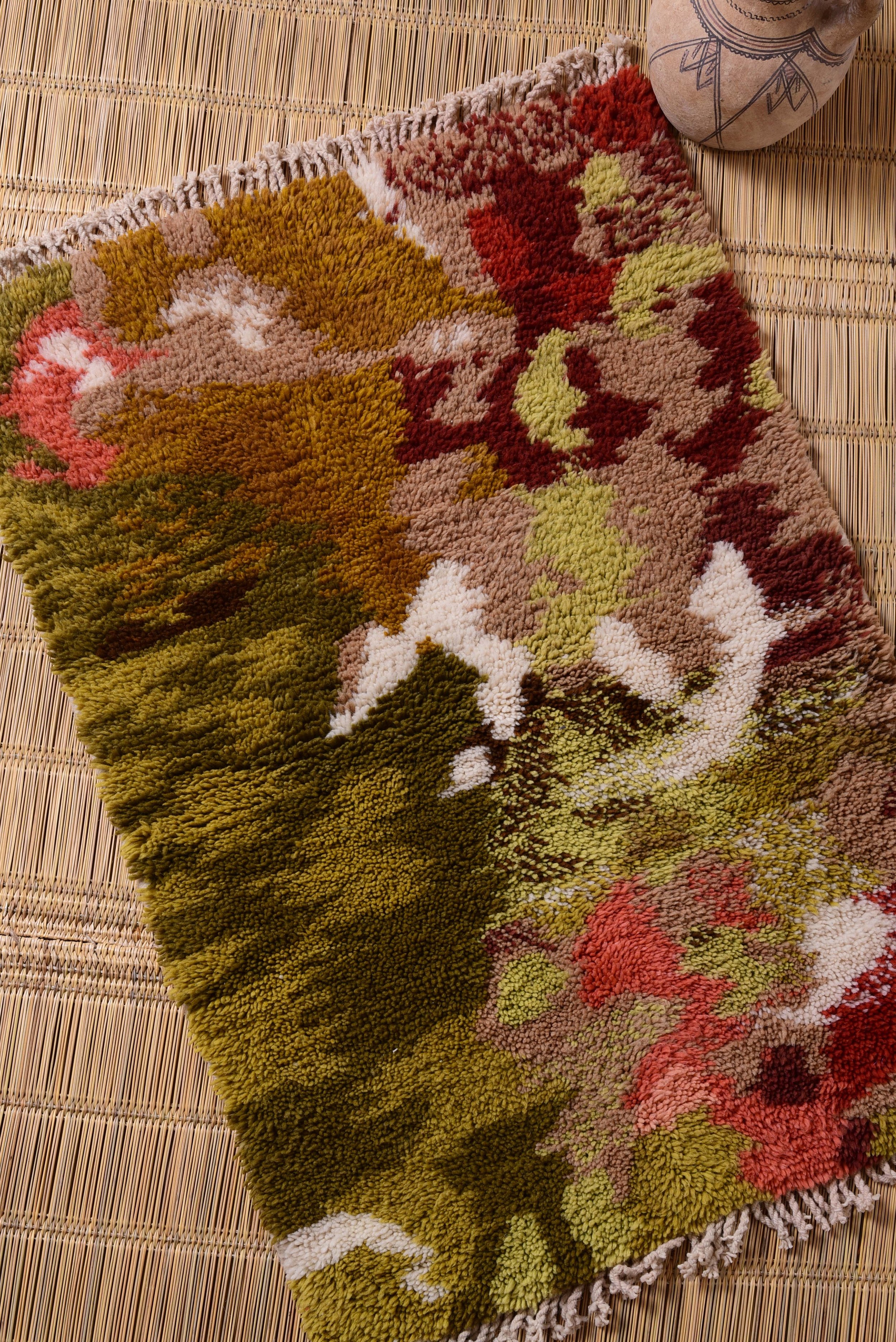 Moroccan eco-friendly, sustainable and toxic free pile knot rug handwoven with henna-dyed wool