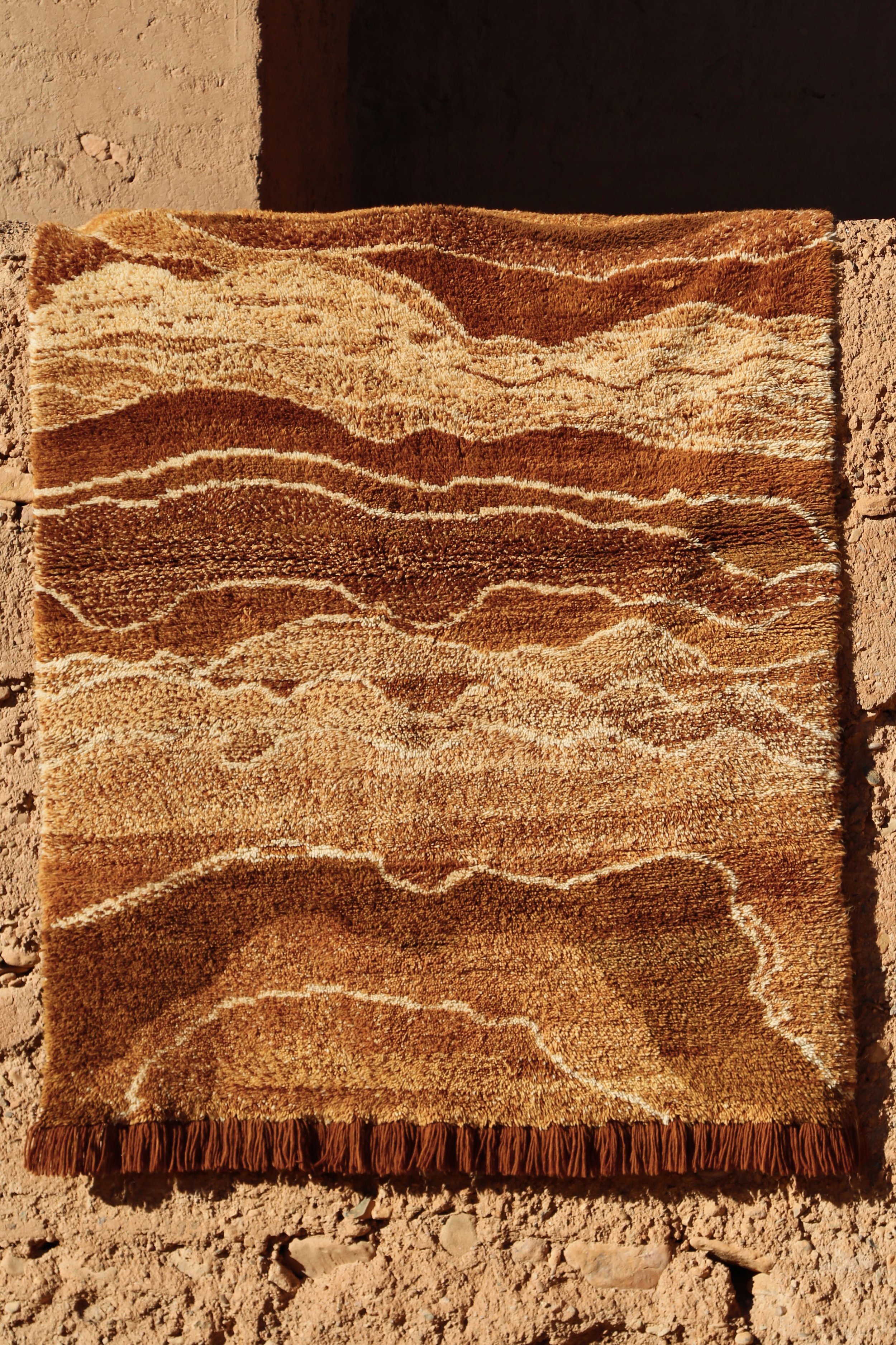 Moroccan eco-friendly, sustainable and toxic free rug handwoven with henna-dyed wool