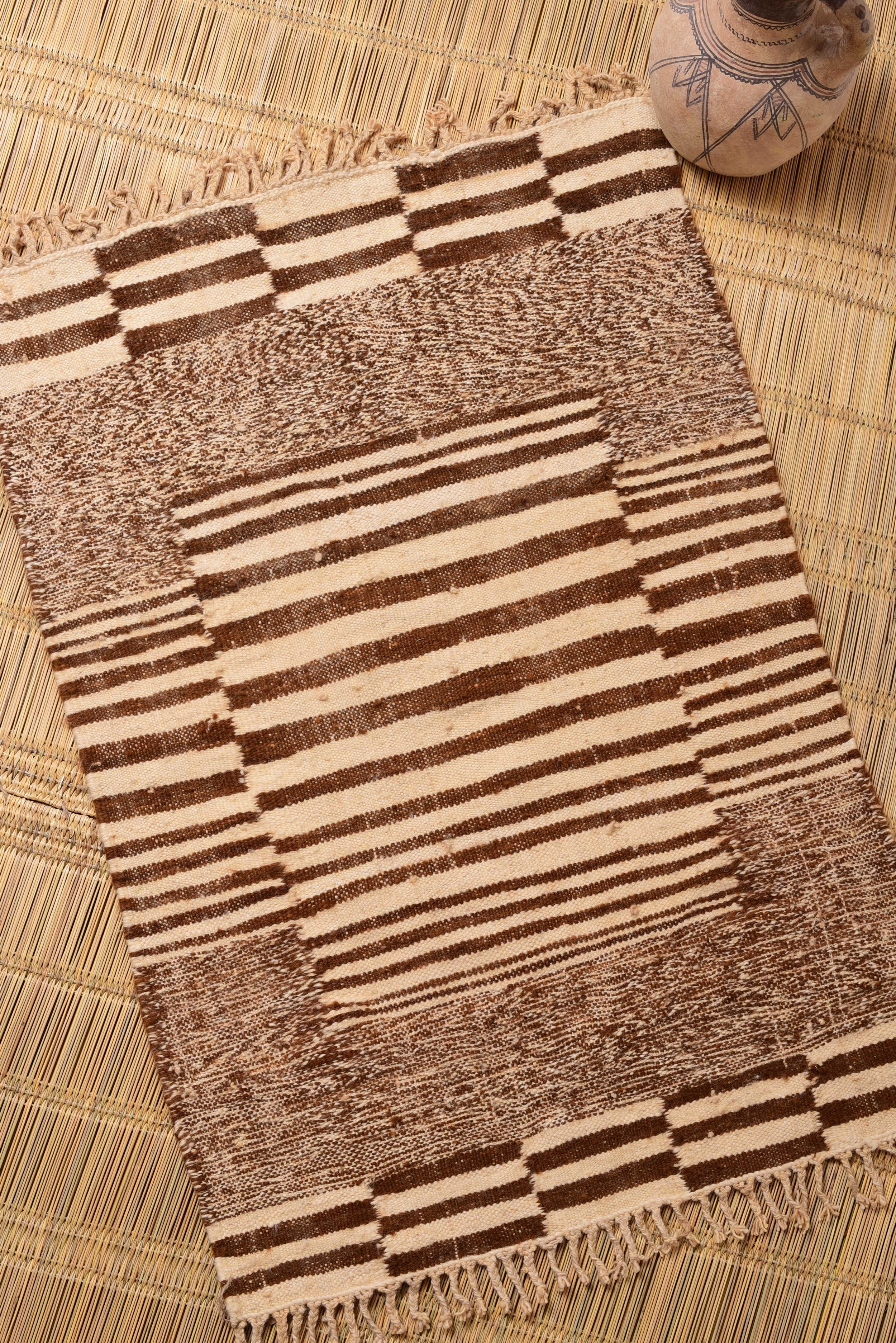 Moroccan eco-friendly, sustainable and toxic free rug handwoven with henna-dyed wool
